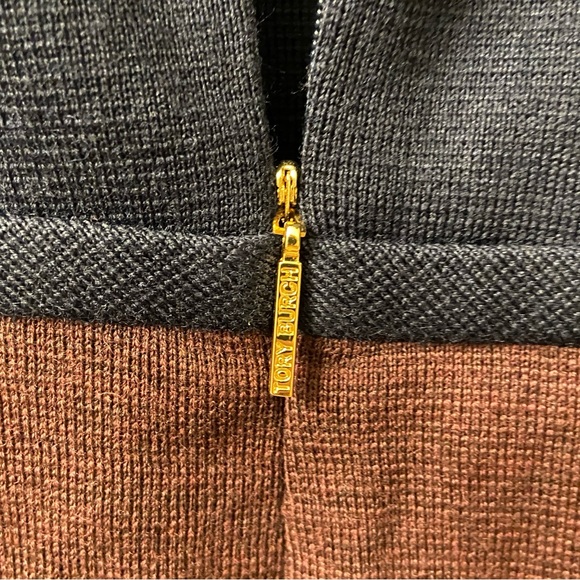 Tory Burch Plum Navy Colorblock Brianna Wool Blend Sheath Dress S - Picture 8 of 11